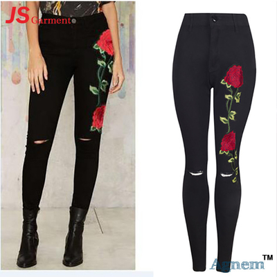 New Model Black Ripped Skinny Jeans Womens Personalized Pencil Style