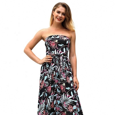 Summer Printed Sexy Ladies Casual Beach Dresses Chest Cake Long Dress